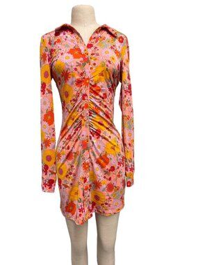 Wild Fable Womens Peach Floral Button-Up Mini Dress - Q4/2021 Target Collection